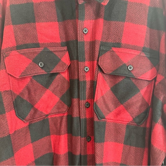 Wrangler Authentics Men Long Sleeve Heavyweight Red Black Plaid Fleece Shirt 2XL - Picture 4 of 9